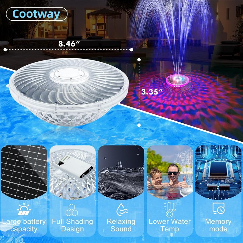 HOT Sales Swimming Pool Solar Fountains Light Floating Underwater Lights Outdoor Solar Pool Power LED Lights