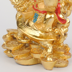 <span class=keywords><strong>Figurine</strong></span> Bouddha porte-bonheur en résine dorée 24 carats, assis sur des tortues <span class=keywords><strong>dragon</strong></span>, tenant des lingots <span class=keywords><strong>chinois</strong></span>, pour la décoration Feng Shui de la maison - Product Image 6