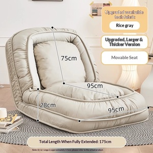 Canapé paresseux convertible en <span class=keywords><strong>lit</strong></span>, fauteuil inclinable Tatami simple, pliable, double usage, pour baie vitrée, avec cadre en acier inoxydable, pour chambre à coucher - Product Image 5