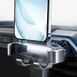 Support de téléphone mains libres LISEN pour grille d'aération, fixation de voiture réglable à 360° avec maintien automatique par gravité pour iPhone 17 16 15 Pro Max <span class=keywords><strong>Samsung</strong></span> - Product Image 1