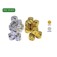 Dés en acrylique électroplaqués D6, dés à six faces, finition métallique or et argent, coins arrondis, accessoires de jeu de société RPG