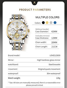 심천 시계 공장 OEM ODM 브랜드 시계 스테인레스 스틸 럭셔리 남성 시계 - Product Image 2