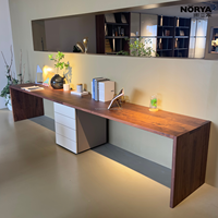 Bureau de direction NORYA en bois massif de noyer, style moderne et luxueux, avec armoire de rangement à 3 tiroirs pour le bureau et la salle d'étude, respectueux de l'environnement