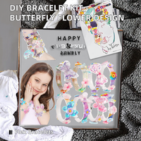 Kit de fabrication de bracelet pour filles, papillon unique, fleur transparente, réglable, créatif, jouets à coller, idée de cadeau d'anniversaire