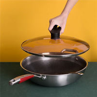 Wok antiadhésif en acier inoxydable 304 de 12,6 pouces avec revêtement alvéolé pour tous types de cuisinières - Vente en gros