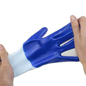 USA Direct Top Selling Comfortable <b>Work</b> <b>Gloves</b> High Quality White Blue Coated Oil-Resistant Anti-Cut Water-Proof Construction - Product Image 4