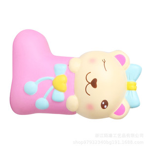Cute Cartoon <b>Bear</b> In <b>Pink</b> Boot Silicone Squishy Toy Soft Promotional Gift For Events - Product Image 4