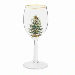 Noel ağacı cam bardak hediye Tumbler için fantezi su kadehi cam temizle şarap bardakları kristal altın jant klasik Drinkware