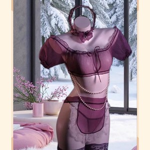 Conjunto de Lencería Erótica Golden Shuttle Morado Talla Única en Tela de Viscosa Ropa de Dormir Femenina - Product Image 4