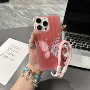 Accessoires électroniques : <span class=keywords><strong>Coque</strong></span> de téléphone papillon <span class=keywords><strong>avec</strong></span> <span class=keywords><strong>dragonne</strong></span> pour <span class=keywords><strong>iPhone</strong></span> 15 <span class=keywords><strong>Pro</strong></span> Max, 16, 14 Plus, 13, 12, <span class=keywords><strong>11</strong></span> – Idéale pour filles et femmes - Product Image 5