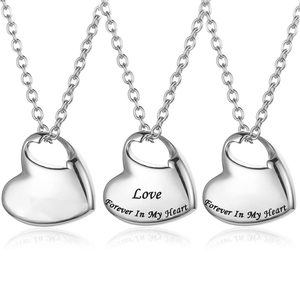 Kalung liontin berbentuk hati dari baja tahan karat yang dapat dibuka untuk menyimpan rambut hewan peliharaan, parfum, dan kenang-kenangan. - Product Image 1