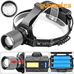 Linterna frontal Yunmai 18650, faro LED recargable con pantalla digital ajustable - Product Image 1