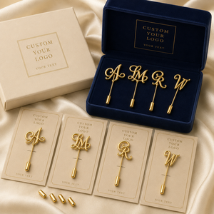 Pin de Solapa Personalizado con Iniciales en Oro, Broche de Traje con Monograma, Regalo de Boda, Chapado en Aleación de Zinc - Product Image 3
