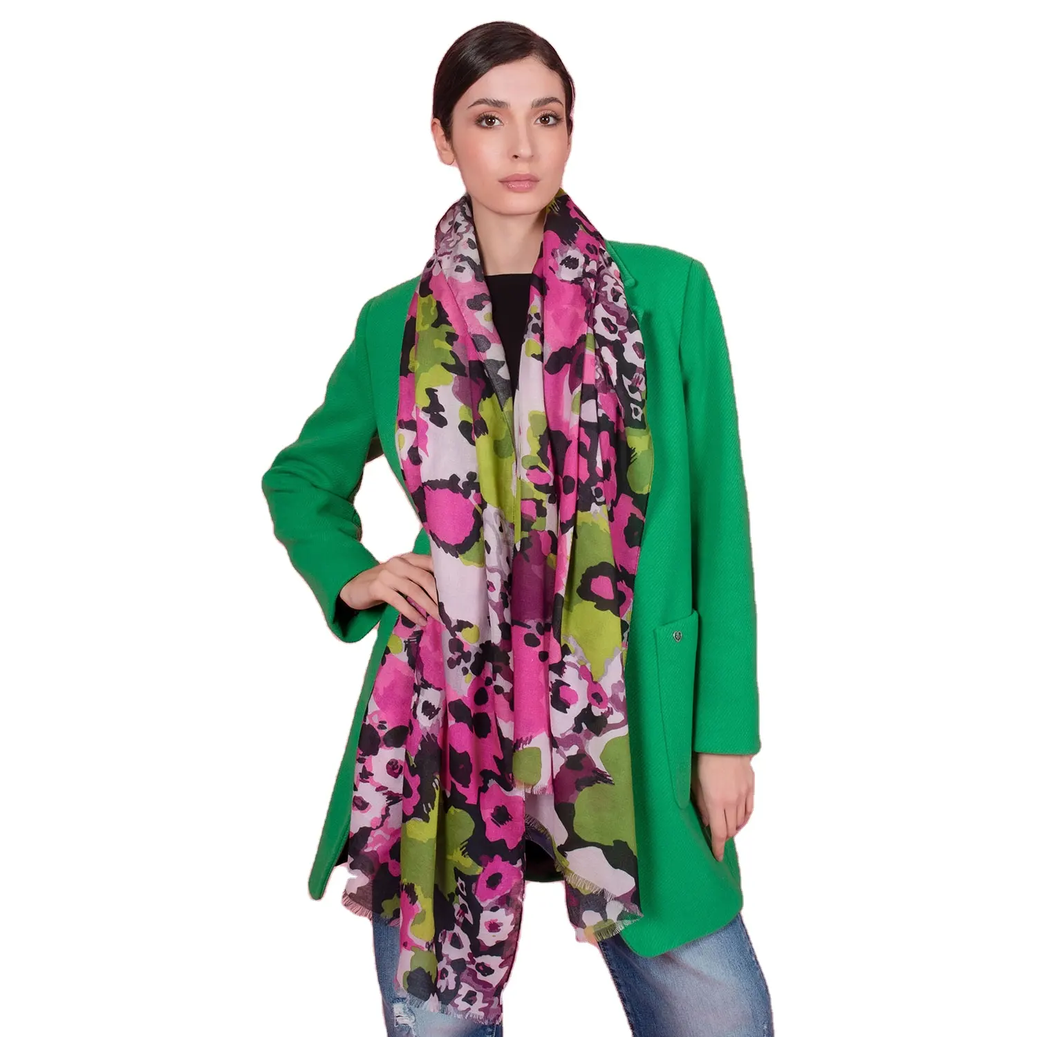 Высококачественный модальный цветочный шарф Cachemire, сделанный в Италии для роскошного женского стиля