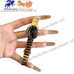 Montre à quartz avec cadran ovale doré et chiffres romains pour femmes, bracelet en acier inoxydable, montre habillée pour un usage quotidien, Cartieres - Product Image 4