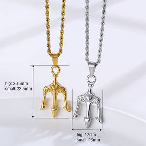 Colgante elegante <span class=keywords><strong>de</strong></span> Medusa para hombre, collar <span class=keywords><strong>de</strong></span> tridente <span class=keywords><strong>de</strong></span> Poseidón dorado <span class=keywords><strong>de</strong></span> acero inoxidable, Hips, King Hops, dijes <span class=keywords><strong>de</strong></span> Triton, joyería - Product Image 2