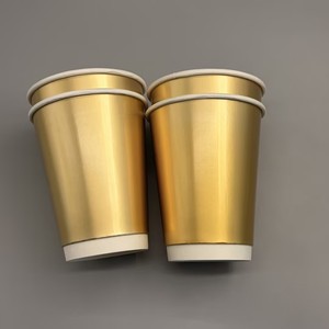 Gobelets en papier jetables de luxe à surface dorée, revêtement PE de qualité alimentaire, pour boissons chaudes et froides - Product Image 2