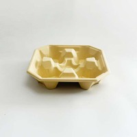 Grand porte-gobelets en pulpe de bambou pour 4 tasses, support jetable pour boissons à emporter