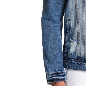 Fabrication de Guangzhou, livraison à temps, camionneur personnalisé, veste en jean pour hommes de haute qualité - Product Image 5