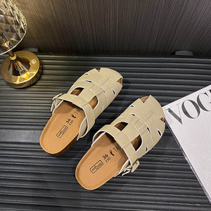 Practicalism – pantoufles Boodles à talon plateforme ajouré en cuir véritable pour femmes, à bout ouvert, à enfiler, pour le printemps/été - Product Image 3