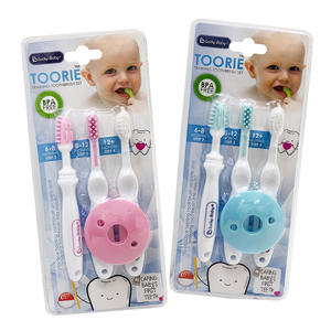 Ensemble de brosses à dents pour bébé en 3 étapes pour nourrissons et tout-petits Brosse à dents en silicone souple pour dents de lait et combinaison de protège-dents - Product Image 1