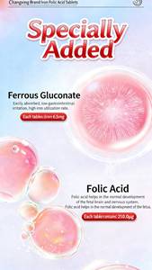 Tabletas de Hierro y Ácido Fólico, Suplemento Dietético Prenatal para el Apoyo Nutricional de Adultos, 2 Tabletas Diarias - Product Image 4