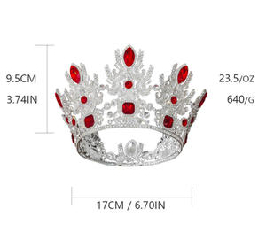 Grande <span class=keywords><strong>Corona</strong></span> Regina Completa Rotonda con Strass Blu per Concorsi di Bellezza - Product Image 5