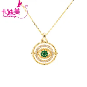 Cadermay Trendy Jewelry S925 silver 14k 18k gold 3*3mm Lab Grown Emerald Pendant Necklace gift for girl women