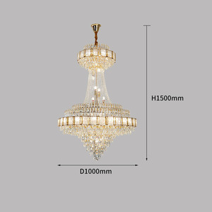 Edificio de doble <span class=keywords><strong>entrada</strong></span>, Selección vacía, sala de estar, comedor, candelabro grande de cristal de lujo, escalera, candelabro colgante hueco - Product Image 6