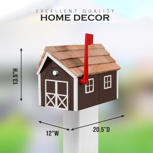 Boîte <span class=keywords><strong>aux</strong></span> <span class=keywords><strong>lettres</strong></span> résidentielle Peaceful Classics <span class=keywords><strong>en</strong></span> <span class=keywords><strong>bois</strong></span> de cèdre Amish, avec garniture de fenêtre et de porte, fabriquée à la main, à montage sur poteau (garniture rouge et blanche) - Façade - Product Image 2