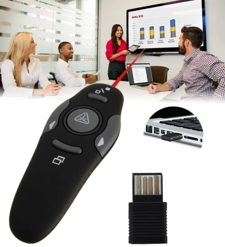 Wireless Presenter Laser Pointers 2.4G RF Wireless PPT Presentation Remote Control Red Light USB Flip Laser Pointer Pen