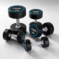Haltères à tête ronde en PU, chromés, à poignée moletée, pour la musculation en salle de sport, équipement de musculation commercial, directement de l'usine