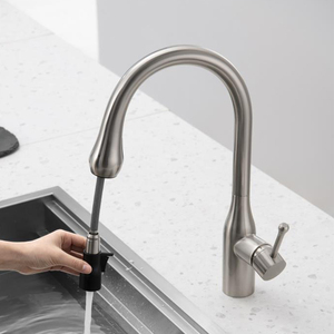 High Quality Single Hole Pull Out Kitchen Taps Brass Brushed Nickel Single Handle Pull Down Spring Kitchen Tap AT9318BN Kitchen - Product Image 5