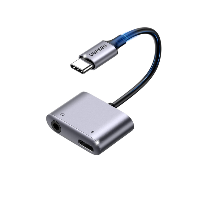 UGREEN 2 In 1 USB C To 3.5mm Headphone And Charger Adapter Type C To Aux Audio Jack With PD 60W Fast Charging Dongle