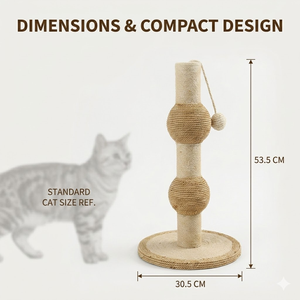 Tour de griffoir vertical moderne de luxe en sisal avec double boule à griffer pour chat, vente en gros - Product Image 3