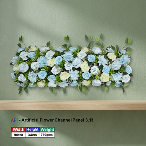 <b>Artificial</b> Flower Factory Silk Handmade Modern Serene Azure Ivory Meadow Channel Panel Cool Blue <b>Rose</b> Crisp <b>White</b> Bloom Row 90cm - Product Image 3