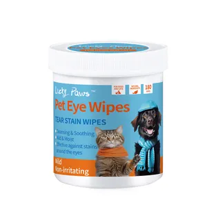 Private Label Lucky Paws salviette per occhi di cane a base vegetale personalizzate in fabbrica per la scarica di salviette per occhi di gatto pulire gli occhi di cane