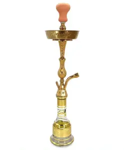 Mazaya-Cachimba moderna de 30 pulgadas, juego de Cachimba de aleación de zinc dorado, shisha grande de Egipto con accesorios de manguera de PVC