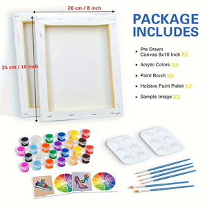 2pcs Pre-Drawn <strong>Canvas</strong> Painting Kits DIY Handmade <strong>Framed</strong> <strong>Printed</strong> <strong>Canvas</strong> for Adults Party Sip Paintings for Gift or Decor - Product Image 2
