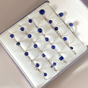 Blue Collection <b>Rings</b> for Women <b>Brass</b> Trendy Zircon Engagement Wedding Party Gift 18K Gold & Rhodium Plated - Product Image 1