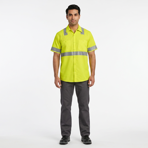 Camisetas de Seguridad para la Construcción de Carreteras, Alta Visibilidad, 100% Algodón, Logotipo Personalizado Impreso, Diseño Sólido, Manga Larga y Corta - Product Image 1