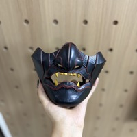 Masque Prajna en résine à faire soi-même, demi-visage, style japonais, masque Oni, costume d'Halloween, masque de cosplay samouraï, accessoire pour diffusion en direct et photo