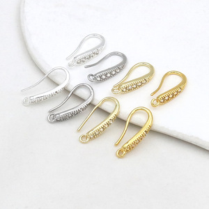 Ganchos para Orejas en Forma de U, Chapados en Oro de 18K, con Circonita Cúbica, Accesorios de Joyería DIY para Pendientes Hechos a Mano, Material Semielaborado - Product Image 2