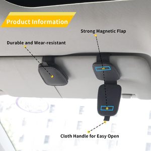 Soporte Magnético para Gafas <span class=keywords><strong>de</strong></span> Sol para Visera <span class=keywords><strong>de</strong></span> Coche, Clip <span class=keywords><strong>de</strong></span> Cuero/Tela Elástica para Gafas, Ranura para Boletos/Tarjetas, Accesorio Interior para Auto, Negro Universal - Product Image 4