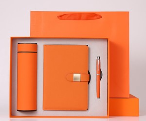 Set de Regalo de Taza Térmica, Set Corporativo Promocional, Set de Agenda de Lujo con Logotipo Personalizado, Cuaderno de Cuero Naranja Colorido y Bolígrafo de Regalo - Product Image 1