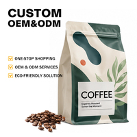 Sac d'emballage pour grains de café recyclable de qualité alimentaire 250g, sac à fond carré en aluminium avec fermeture éclair régulière refermable, MOQ 500 pièces