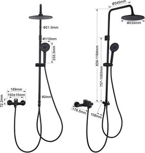 Grifo de Bañera con Sistema de Ducha, Ducha Manual Negra con 4 Funciones, 360 °   Grifo de Bañera con Caño Giratorio y Cabezal de Ducha - Product Image 3
