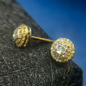 Fine Jewelry Real <strong>Solid</strong> <strong>Gold</strong> <strong>Earring</strong> 10K <strong>14K</strong> 18K Diamond Screw Back Stud <strong>Earring</strong> Hiphop Men Jewelry - Product Image 4