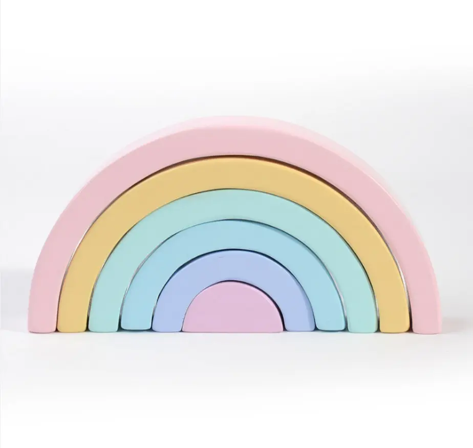 2020 Amazon heißer verkauf holz Macaron-farbige blöcke kreative bunte Montessori pädagogisches spielzeug kinder