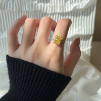 Bague Dylam en argent S925 avec zircon cubique jaune, bague de promesse minimaliste, bague de fiançailles, bague de mariage, bijoux pour femmes